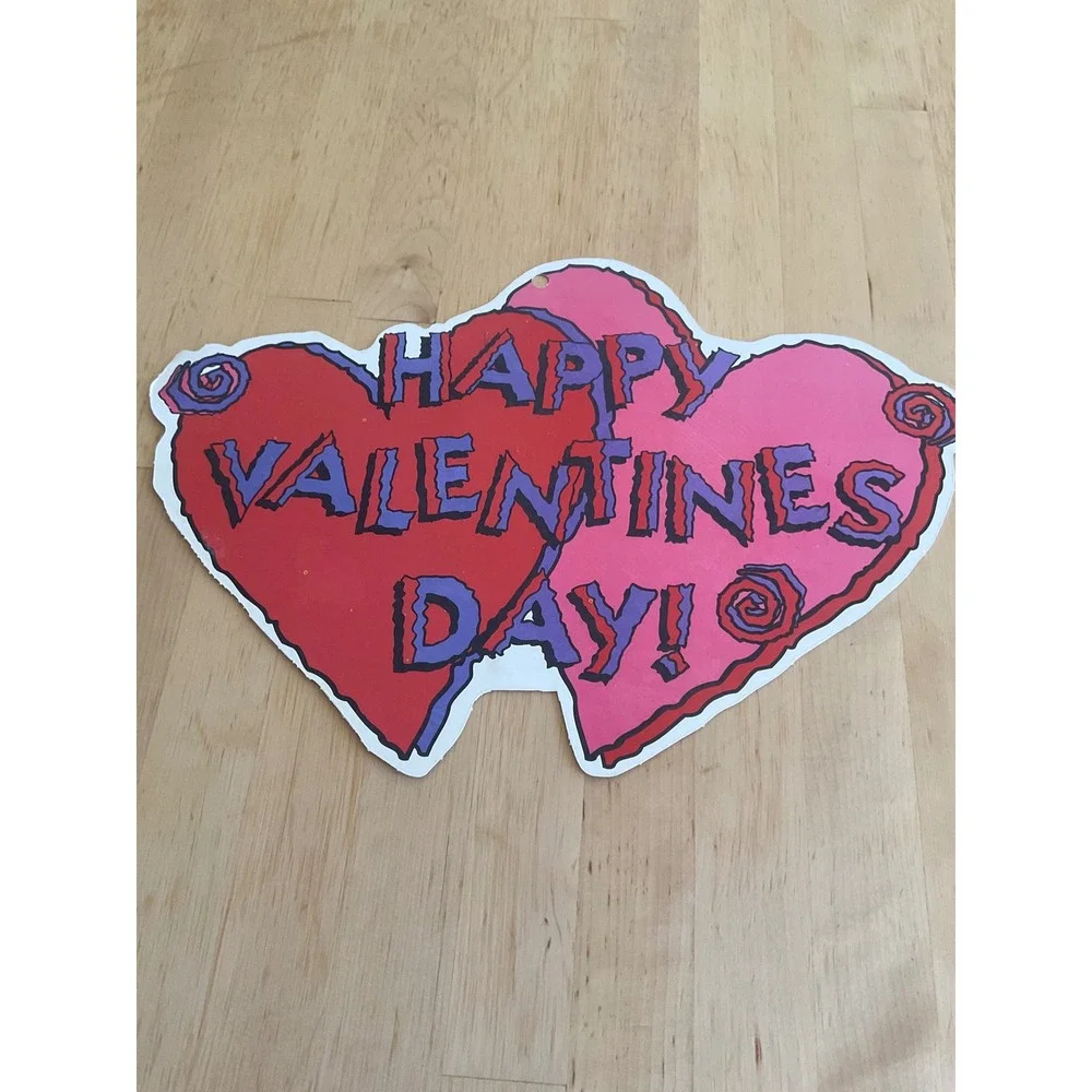 Vintage Cleo Inc Valentines Day Heart Wall Cutout Decoration Red Pink 13 inch